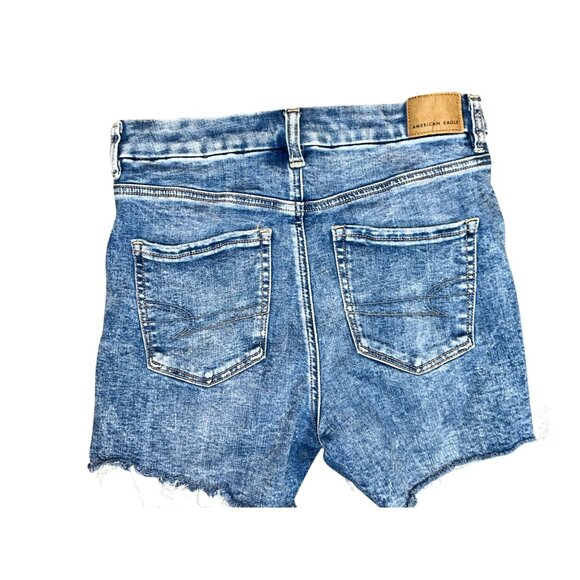 American Eagle Womens Curvy High Rise Distressed Shortie Size 4 cyber grunge - Picture 2 of 6